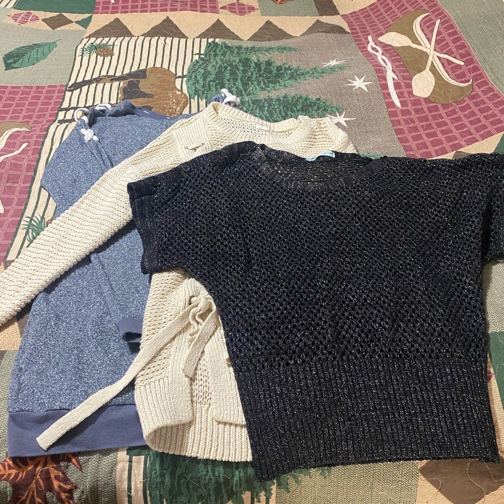 Maurices Black, Cream, and Blue Sweater Trio